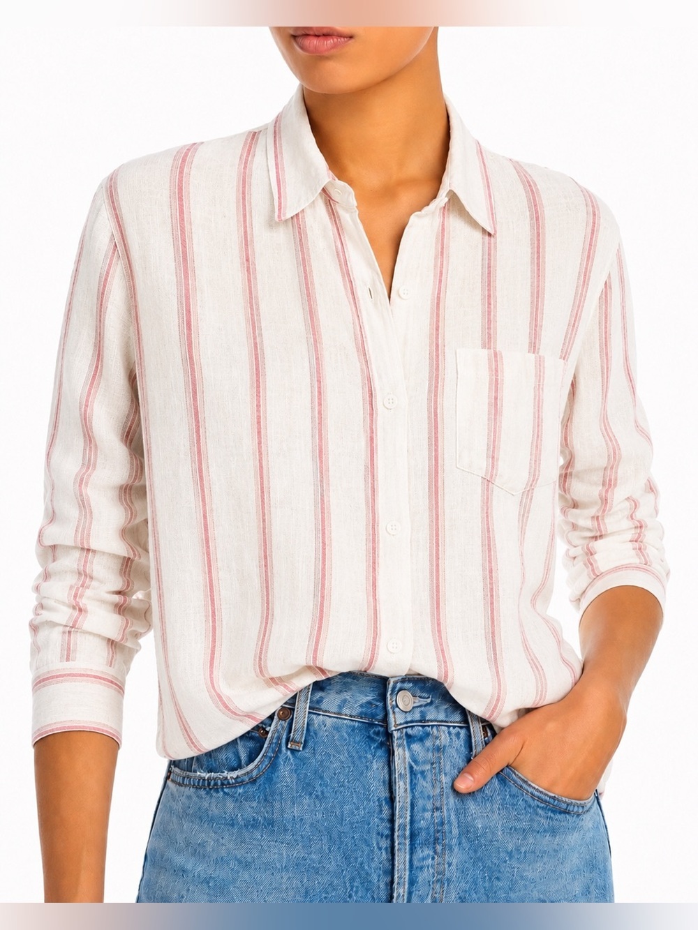 Rails pink striped cotton button down, XS
